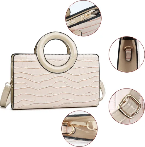 Miniatura 49 de ZLMBAGUS - Bolso de mano para mujer, diseño vintage con solapa y asa, de piel sintética, para llevar al hombro