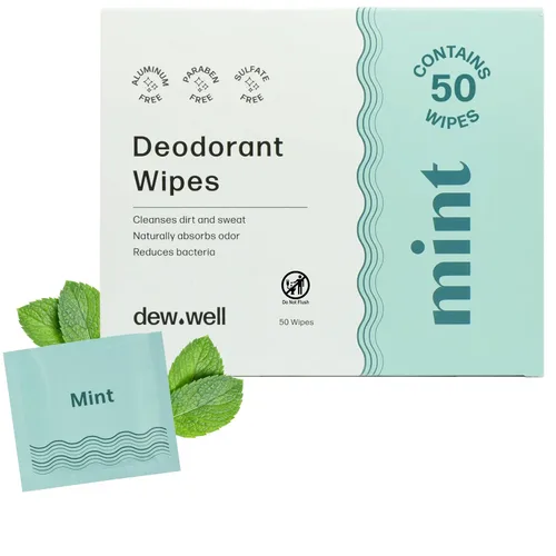 Miniatura 9 de Dew Well Toallitas desodorantes – Desodorante de viaje para llevar – Toallitas corporales con aromas de menta fresca, rosa y pepino para mujer