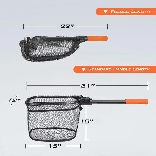 Miniatura 6 de KastKing Red de pesca Brutus, red de aterrizaje de peces plegable y extensible, red de pesca ligera y portátil con mango de espuma EVA suave