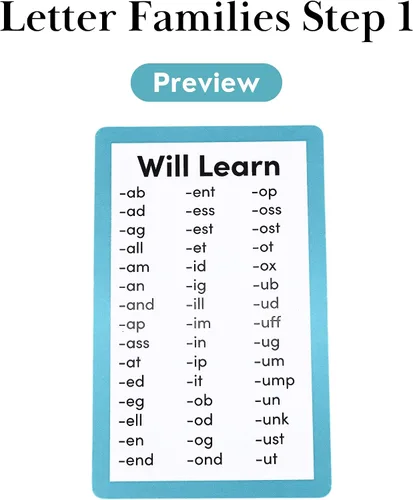 Miniatura 5 de 250 palabras fonéticas - Paso 1 - Vocales cortas Aprender a leer Kinder/1° grado Edades 5-7 Tarjetas premium de 50 familias de letras