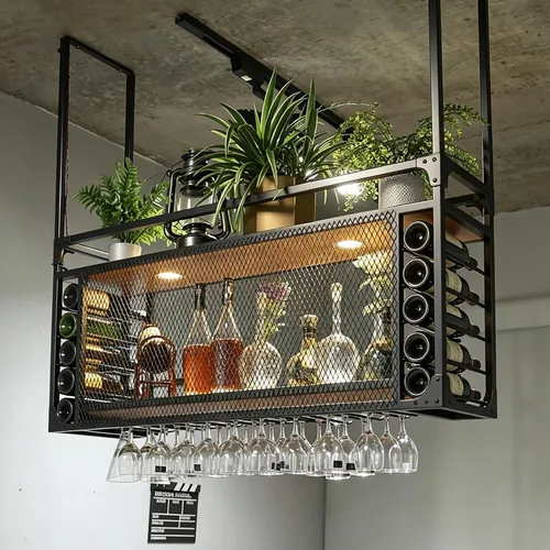 Miniatura 8 de Estantes de vino de pared de 31.4 pulgadas, estante de vino colgante, soporte de vino de gran capacidad, se puede colgar o montar en la pared, tipo