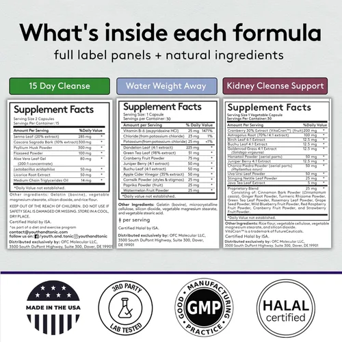 Miniatura 8 de Youth & Tonic Apoyo completo de desintoxicación multiórgano: limpiador de colon y desintoxicación intestinal de 15 días, limpieza renal, equilibrio