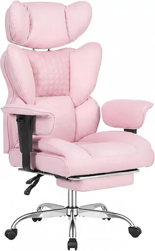 DUMOS Silla de escritorio grande y alta para oficina en casa, silla de computadora para juegos, silla ergonómica ejecutiva con reposapiés, respaldo
