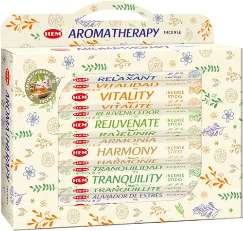 HEM Varillas de incienso de regalo de aromaterapia | 120 varillas, 6 cajas en el interior, 9 pulgadas de largo, 0.71 oz por caja, perfectas para