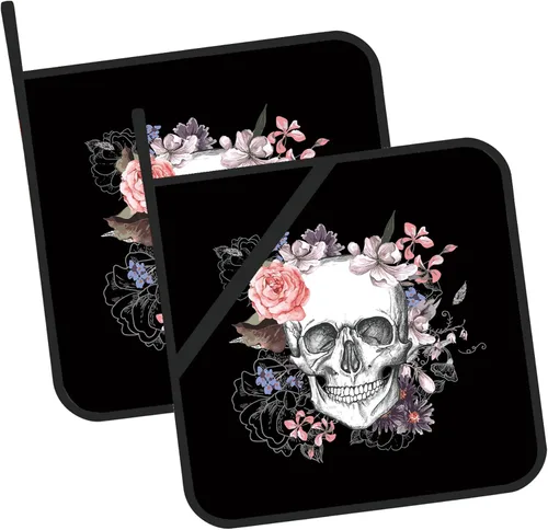 Miniatura 10 de Juego de 2 soportes para ollas de pintura de acuarela floral abstracta, resistentes al calor, para microondas, horno, horno y barbacoa