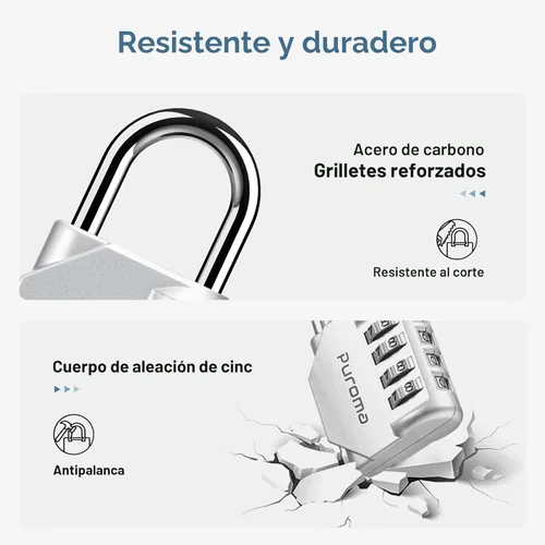 Miniatura 5 de Puroma Paquete de 2 candados de combinación para casillero de 4 dígitos al aire libre impermeable para escuela, gimnasio, deportes, valla, caja