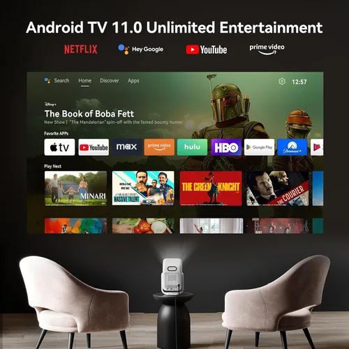 Miniatura 2 de [Android TV/control de voz] WANBO T2 Ultra ASA 3.0 Proyector inteligente con WiFi y Bluetooth, Native 1080P FHD, 500 ANSI, altavoces estéreo DSP