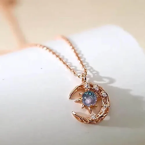Miniatura 4 de shlutesoy Cadena de cuello ligera y fácil de combinar con aleación en forma de media luna para amigos