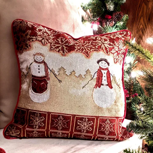 Miniatura 11 de Tache 6250-CC - Funda de cojín tejida para cojín festivo con diseño floral de Navidad, diseño floral, color rojo, 1 pieza de 16 x 16 pulgadas