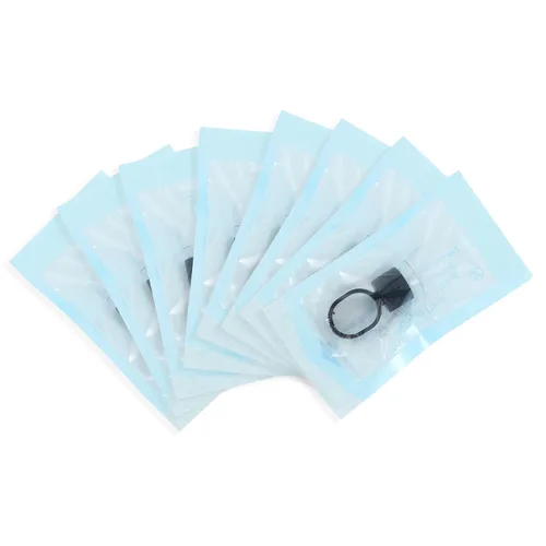 Miniatura 5 de DOWEI 100 anillos de tinta, anillos de pegamento de pigmento microblading con tapas de copas de tinta de esponja, soporte permanente