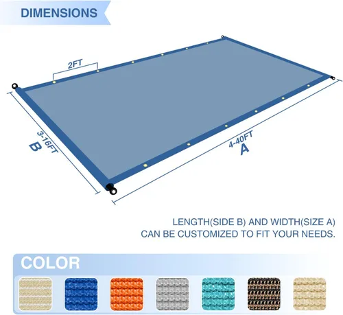 Miniatura 3 de E&K Sunrise - Cubierta de sombra para pérgola de 8 pies de ancho x 12 pies de largo, con varillas con peso y ojales, cubierta de repuesto para toldo