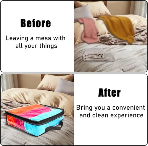 Miniatura 7 de 10 cubos grandes de embalaje de viaje transparente, bolsas de almacenamiento de vinilo transparente con cremallera, bolsa de plástico