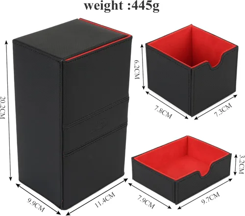 Miniatura 6 de AEGIS GUARDIAN - Caja de cartas para MTG con 3 bandejas, caja de cubierta Commander con capacidad para más de 200 cartas de doble manga, piel 37/37