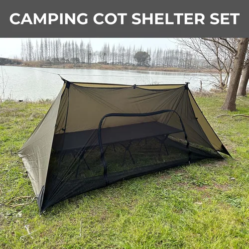 Miniatura 2 de onewind Refugio, juego de lona de campamento incluye refugio de emergencia, BugNet y huella de tienda, nailon Ripstop con revestimiento de Juego