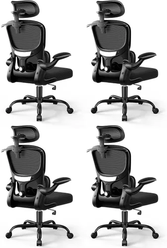 Miniatura 12 de ALLGOD Silla de oficina ergonómica, silla de escritorio de malla con soporte lumbar, silla de oficina en casa con respaldo alto con reposacabezas