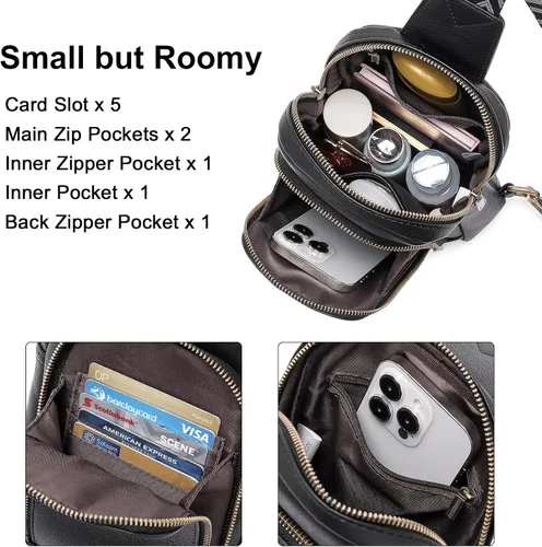 Miniatura 4 de CLUCI Bolso bandolera para mujer, bolso cruzado de cuero para mujer, a la moda, riñonera para hombres y mujeres, mochila grande para el pecho