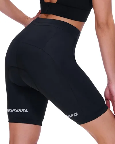 Sportneer Pantalones cortos de ciclismo acolchados para mujer, pantalones cortos de ciclismo para mujer, acolchado de gel 4D para bicicleta de