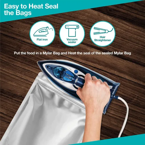 Miniatura 7 de 50 bolsas de Mylar de 1 galón con absorbentes de oxígeno (500 cc) – 9.5 mil – Bolsas de Mylar reforzadas de 1 galón resellables y termosellables