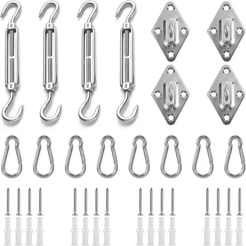 HOMPER, juego de accesorios para toldos, kit de hardware resistente de acero inoxidable para toldos de jardín en forma de triángulo, cuadrado y