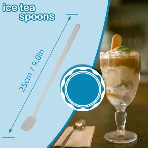 Miniatura 3 de Cuchara agitadora de barra de mango largo, cuchara de mezcla de té de acero inoxidable, para helado, café, postre, té, cuchara para cóctel, cuchara