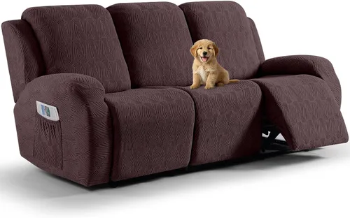 Miniatura 11 de VANSOFY Fundas para sillas reclinables, 4 piezas, elásticas, de tela jacquard, suave funda para silla reclinable, protector de muebles con parte