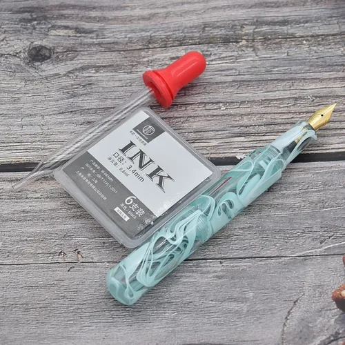 Miniatura 4 de Mini pluma estilográfica acrílica de resina fina pluma de bolsillo de viaje, juego de estuche para bolígrafo de escritura, llenado de botellas