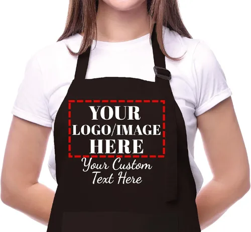 Delantal Personalizado con Nombre y Logo de Kenzal, Delantal de Cocina y Barbacoa para Mujeres y Hombres, Delantal de Chef Personalizado de