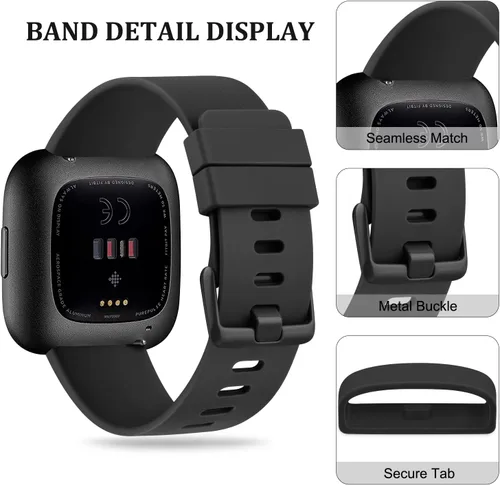 Miniatura 5 de PAQUETE DE 3 Bandas de Silicona Suave Compatibles con Fitbit Versa Bandas Deportivas Ajustables para Mujeres y Hombres Tallas Pequeña y Grande