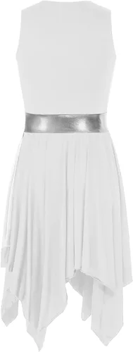 Miniatura 155 de easyforever Vestido de baile sin mangas con bloques de color para mujer, alabanza litúrgica, ropa de baile lírico, vestido de bata de adoración