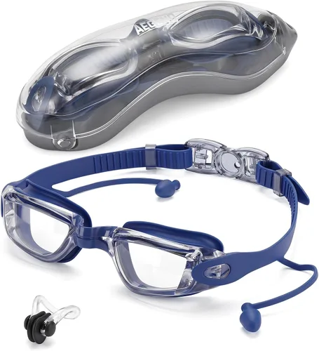 Miniatura 13 de Aegend Gafas de natación, gafas de natación sin fugas, protección completa para adultos, hombres, mujeres y jóvenes Azul y plateado.