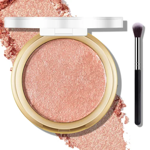 Miniatura 8 de Paleta de Polvo de Iluminador Rosa Horneado, Paleta de Polvo de Iluminador de Maquillaje Acabado Sutil y Brillante Iluminadores Faciales