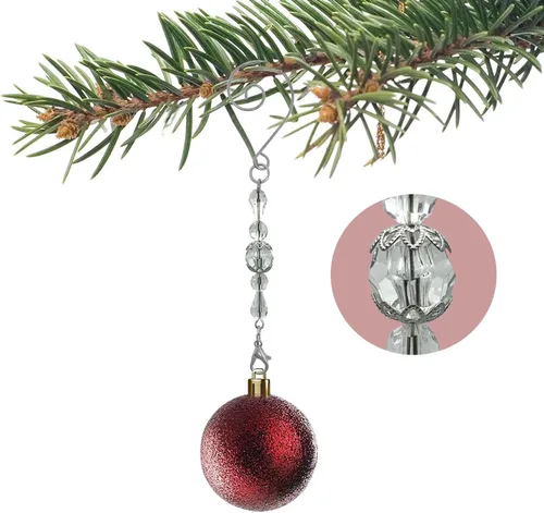 Miniatura 3 de Ganchos para adornos de Navidad, ganchos con cuentas transparentes, gancho decorativo en S con gemas brillantes, decoraciones de temporada navideña