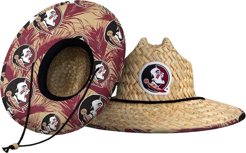 FOCO - Sombrero de paja con logotipo de equipo universitario de NCAA y estampado floral para hombre TEAM LOGO