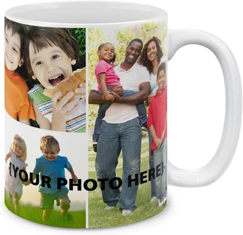 MUGBREW Taza de café con foto personalizada de 11 onzas, taza de cerámica con texto con logotipo personalizado, regalos para cumpleaños,