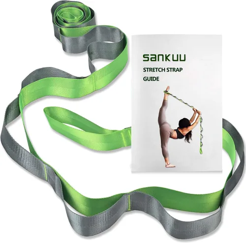 Miniatura 11 de SANKUU - Correas de yoga para estiramiento con 12 bucles, póster de entrenamiento, correas para estiramiento, equipo de terapia física, bandas