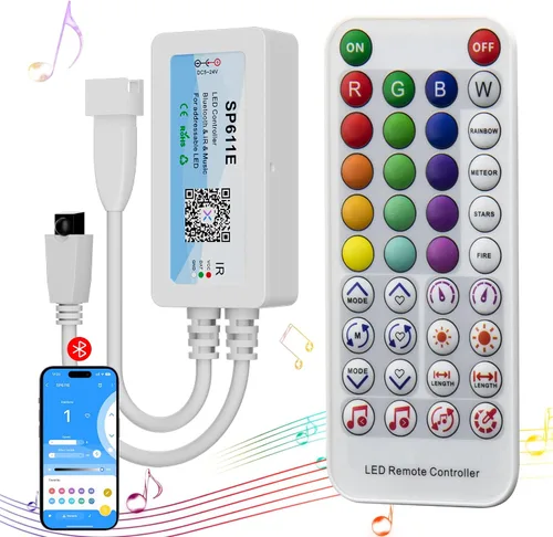 Miniatura 9 de PAUTIX Controlador de música LED Bluetooth 12 en 1, controlador de color completo SP630E, control de aplicación iOS/Andriod compatible con casi