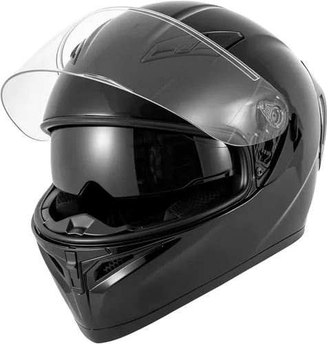 SPARK Casco de motocicleta de cara completa para adultos, aprobado por DOT, ligero y ventilado, doble visera para hombres y mujeres, motos de nieve,