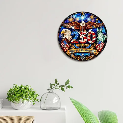 Miniatura 4 de ArogGeld 1776-2026 of Freedom Wall Clocks Battery Operated 10 Inch Silent 250 Anniversary USA American Patriotic Desk Clock Wall Art Farmhouse Home