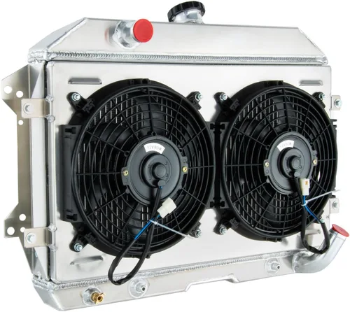 Miniatura 2 de Ventilador de aluminio de la cubierta del radiador de la raza de 4 filas para 1970-1975 Nissan Datsun 240Z 260Z L6