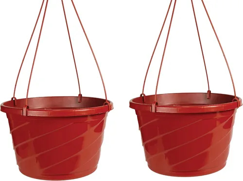 Miniatura 6 de Maceta colgante europea decorativa de The HC Companies de 30,5 cm de gran tamaño, cesta colgante de plástico con diseño de remolino para plantas al