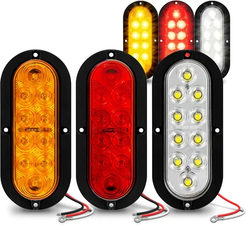 Miniatura 18 de TRUE MODS - Juego de 2 piezas de luces traseras LED ovaladas ámbar de 6 pulgadas para remolque [DOT FMVSS 108 SAE I6P] [montaje en superficie]