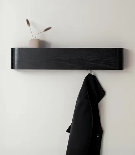 Miniatura 12 de Kazai. Perchero de pared 'Toke' – Perchero de diseño moderno con ganchos ocultos de pared – Perchero de panel de chapa de madera maciza – Roble