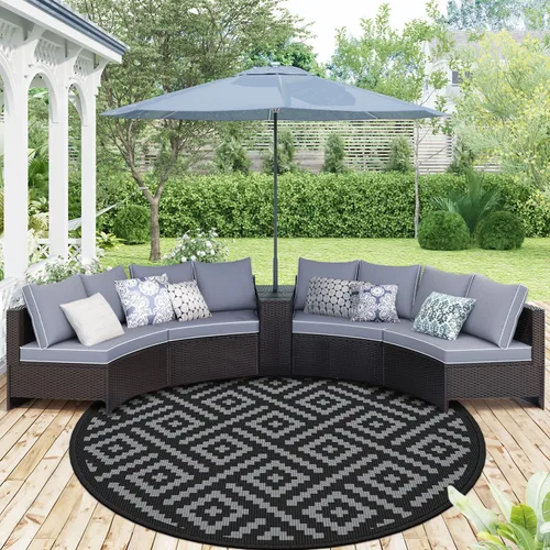 Miniatura 47 de GENIMO Alfombra de exterior impermeable de 5 x 8 pies, alfombras reversibles, alfombra de área, alfombra de plástico para exteriores, alfombra Negro