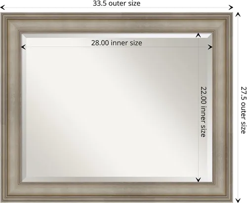 Miniatura 4 de Amanti Art Espejo de baño de madera, espejo de pared angosto de plata antigua para usar como espejo de tocador de baño sobre el fregadero