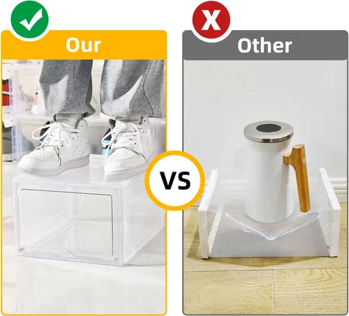 Miniatura 5 de Caja de almacenamiento para zapatos KEFA XL, paquete de 6 cajas de zapatos de plástico transparente apilables, organizador de cajas de zapatos