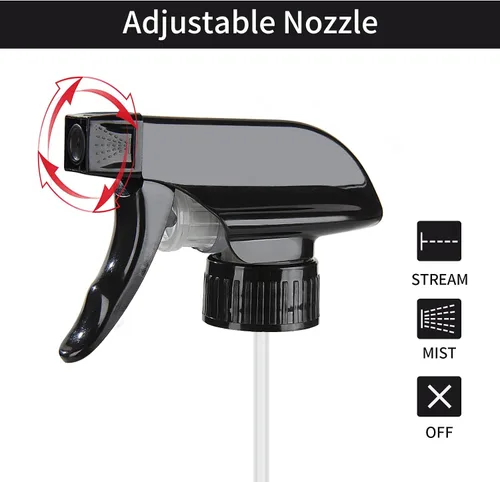Miniatura 2 de HOMBYS Paquete de 4 Pulverizadores de Gatillo de Repuesto Negros con Boquillas de Pulverización de Chorro de Niebla para Botellas de Vidrio de Spray