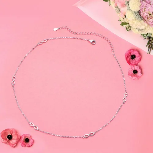 Miniatura 4 de Gargantilla ajustable de plata de ley S925 con colgante, joyería para mujeres y niñas.