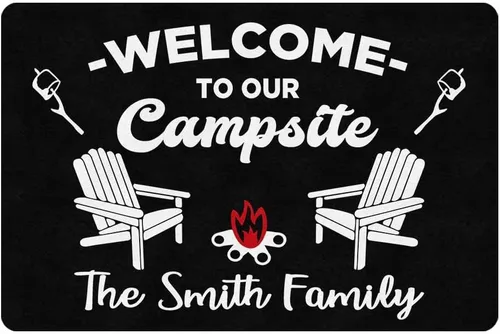 Miniatura 9 de Tapete personalizado para cámper de 24 x 16 pulgadas, para interior y exterior, con bienvenida a nuestro campamento, decoración personalizada