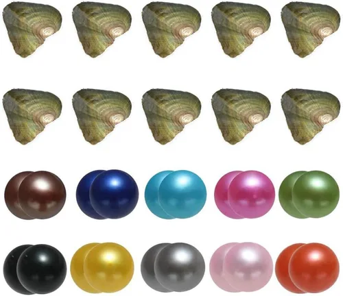 10 unidades de perlas de agua dulce cultivadas con perlas redondas en el interior para regalo de perlas gemelas, diversión para niños, familia,