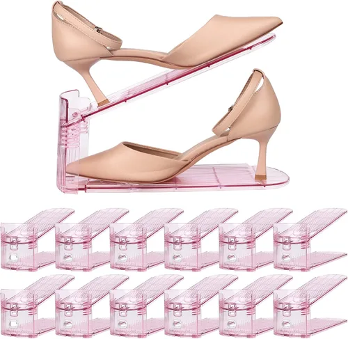 Miniatura 9 de Yes!Fresh Organizador de ranuras para zapatos, apilador de zapatos estilo boutique para un par de zapatos, zapatero separable para organización